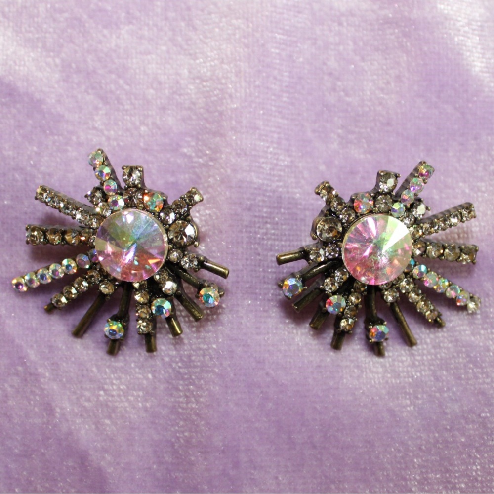 BAUBLEBAR starburst rhinestone MOD mid century style earrings